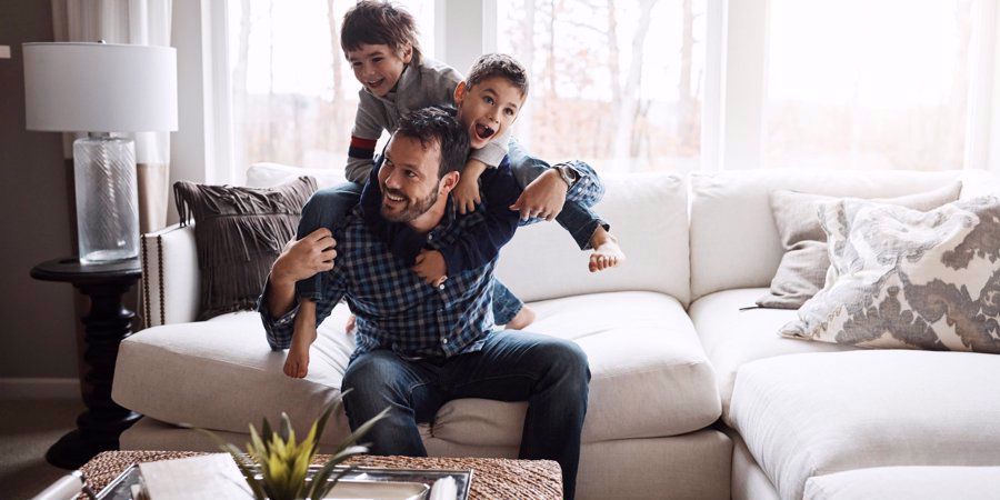 dad playing with kids