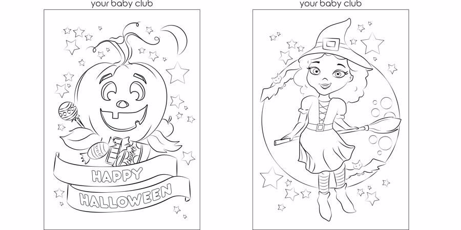 your baby club halloween colouring page pumpkin witch