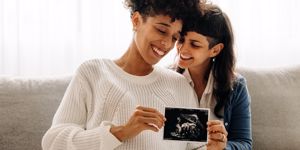 Two mums with an ultrasound